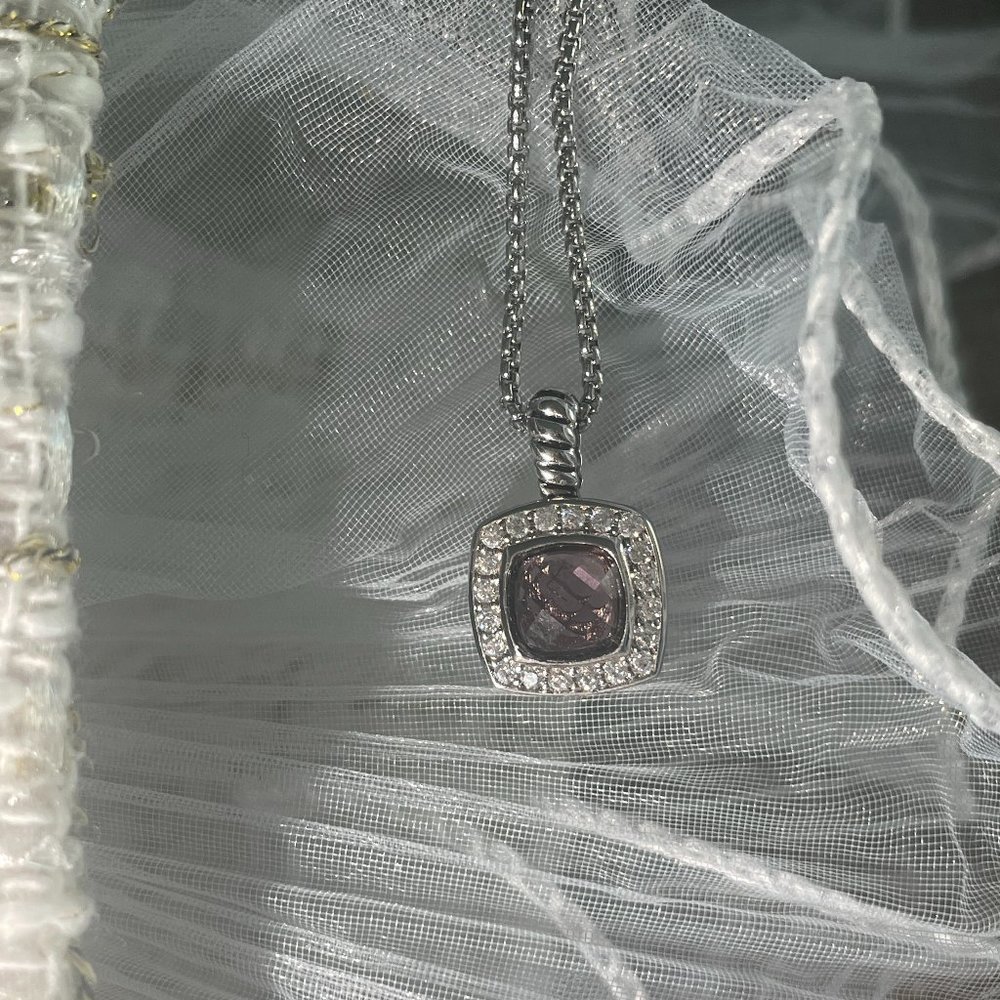 David Yurman Petite Pendant Necklace with Amethyst and Pave Diamonds